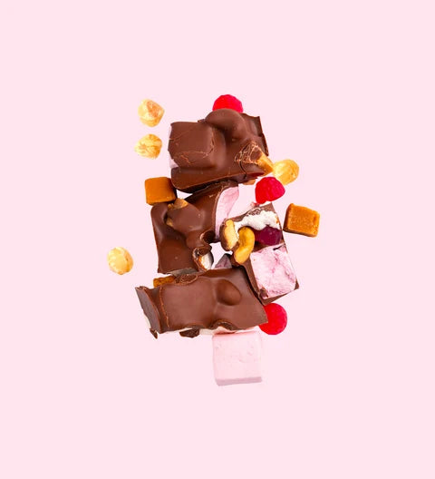 Hazelnut, Raspberry, Marshmallow & Caramel Fudge Rocky Road - Gluten Friendly